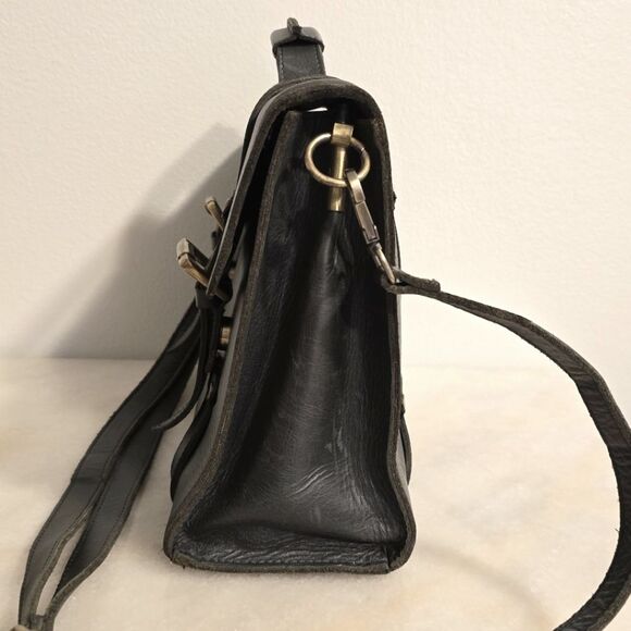 FEDELE OXFORD England Dark Gray Genuine Leather Briefcase Bag Handcrafted - Picture 11 of 12